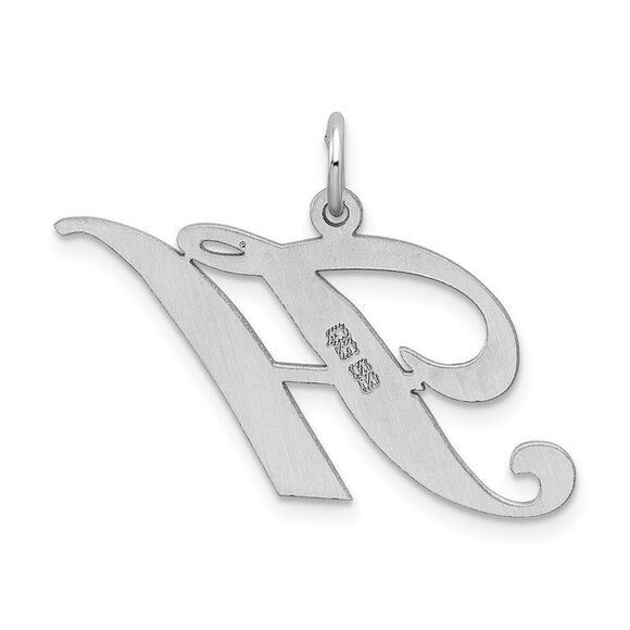 Sterling Silver, Ella Collection, LG Fancy Script Initial H Pendant - Picture 3 of 5